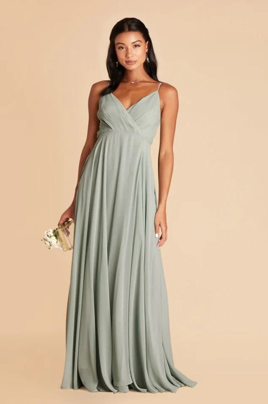 1534 NWT Birdy Grey Kaia Chiffon Bridesmaids Dress Sage Size Extra Small - Picture 1 of 5